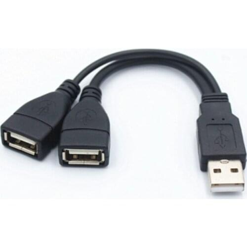 2 In 1 One Male Plug To Two Female Socket Usb2.0 Extension Cable USB Data Cable Charging Line Adapter Black Length 35cm