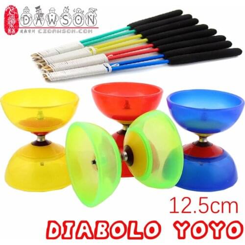 Chinese Kongzhu (5 Bearing 12.5cm) Diabolo Glass Fiber Sticks String Set Packing Red Yellow Blue Green YOYO