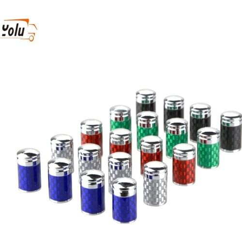 YOLU Car Wheel Tire Valve Caps Red/Black/Blue/Silver/Green Tyre Stem Air Caps Airtight Cover Auto Accessories