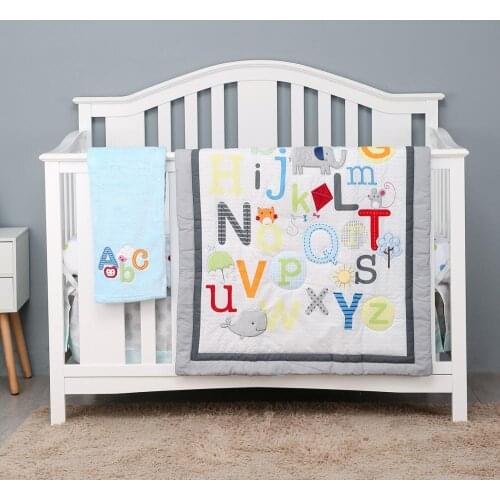 4pcs Baby Crib Cot Sets Unisex Baby Nursery Bedding Blanket Sheet Boy Girl I Fitted Sheet, Crib Quilt, Dust Ruffle,blanket
