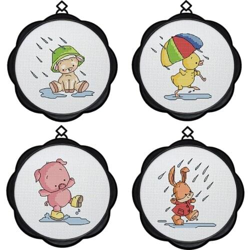 Joy Sunsay Cross Stitch Complete Kit Set Rainy Day 11CT Printed Cloth Embroidery DIY Handiwork Livingroom Fashion Decoration