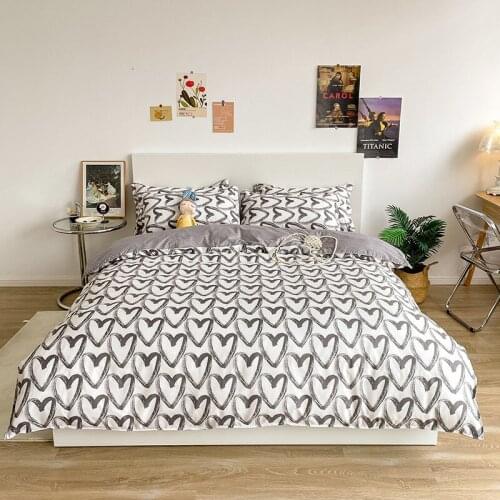 Modern Bedding Set 4Pcs Pastoral Style Summer Quilt Dormitory Linen Bed Cover Cartoon Pattern Home Luxury Quilt Duvet Cover Sets