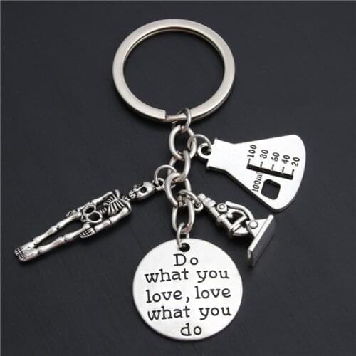 Human Medicine Biology Skeleton Microscope Medical School Student Keychain Doctor Keychain