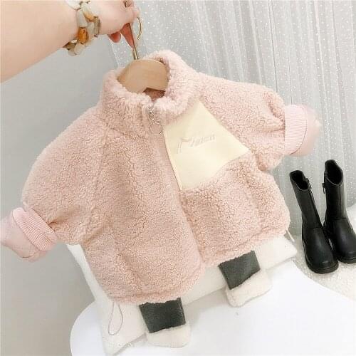 2020 New Girls' Coat Western Style Baby Girls' Autumn and Winter Clothing Lamb Wool Coat Childrens Fur Integrated Furry Sweater