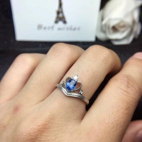 Engagement Ring ,Weding Ring Natural real blue sapphire ring 925 sterling silver Fine handworked jewelry Finger rings