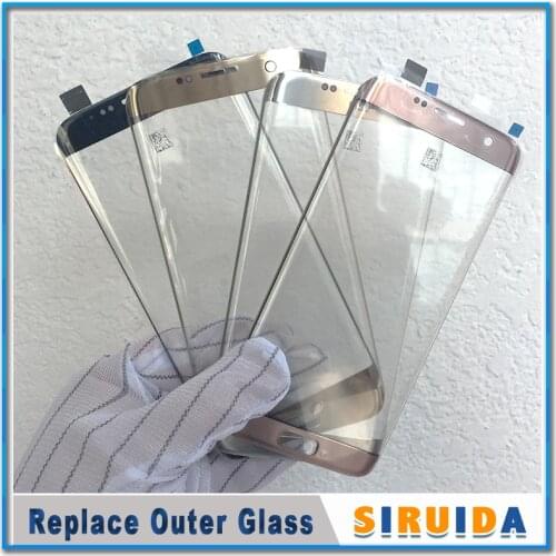 Original S7edge Front Outer Glass Lens Cover replacement For Samsung Galaxy S7 Edge G935 G935F S7edge LCD Touch glass & Stickers