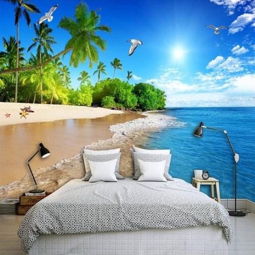 Custom Photo Wallpaper 3D Seaside Landscape Nature Murals Bedroom Living Room TV Sofa Backdrop Wall Painting Papel De Parede 3 D