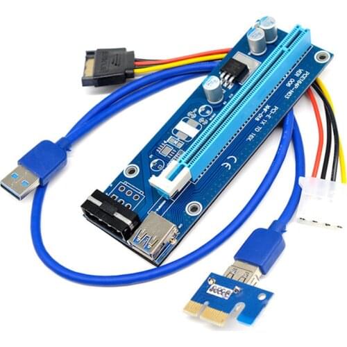 PC PCIe PCI-E PCI Express Riser Card 1x To 16x USB 3.0 Data Cable SATA To 6Pin IDE Molex Power Supply for BTC Miner Machine