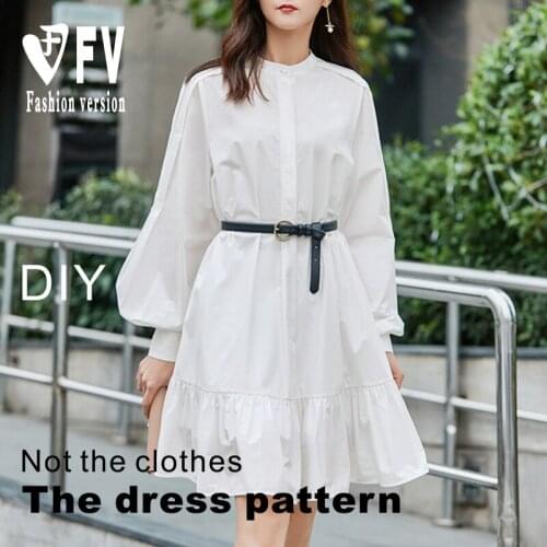 Clothing pattern womens small stand-up collar puff sleeve dress cutting design drawings BLQ-550