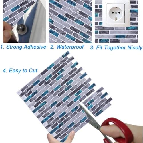 Self Adhesive Sticker Wall Paper Tile Peel and Stick Backsplash Kitchen Bathroom Mosaic Wall Sticker vinyl Sticker Paper