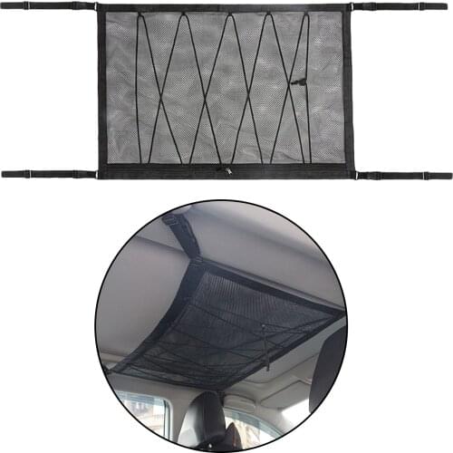 Car Ceiling Storage Mesh with Zipper Universal Trunk Cargo Organizer Storage Bag ,Car Roof Interior Cargo Net Bag
