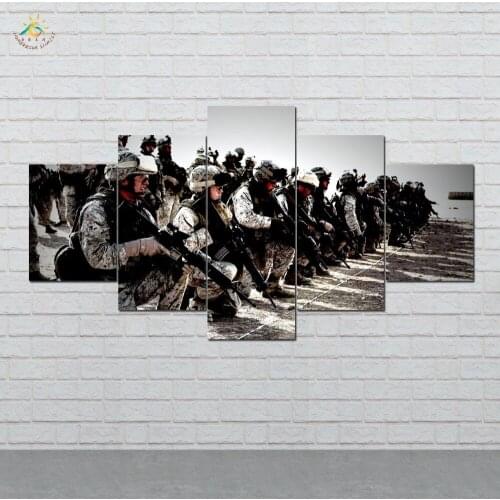 Soldiers Ready for Flighting Picture And Poster Canvas Painting Modern Wall Art Print Pop Art Wall Pictures 5 Pieces