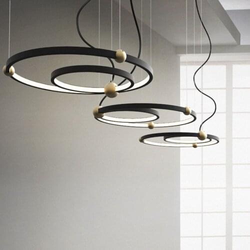 Post modern Nordic retro American chandelier Restaurant Bar reception lobby decoration ring led Chandelier