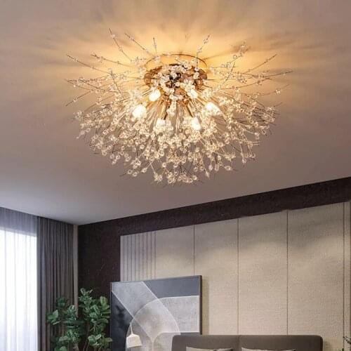 Modern Nordic LED Ceiling lights Bedroom Starburst Crystal Flush Mount Gold/Silvery Chrome Foyer Ceiling Lamp Living Room Light