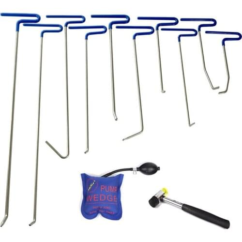 Rods Dent Repair Tools Car Crowbar Pump Wedge Paintless Kits Ding Hail Puller 12pcs/Set