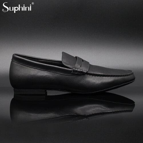 Suphini Soft Black Top Class Nappa Leather Loafer Bachata Salsa Kizomba Latin Men Dance Shoes