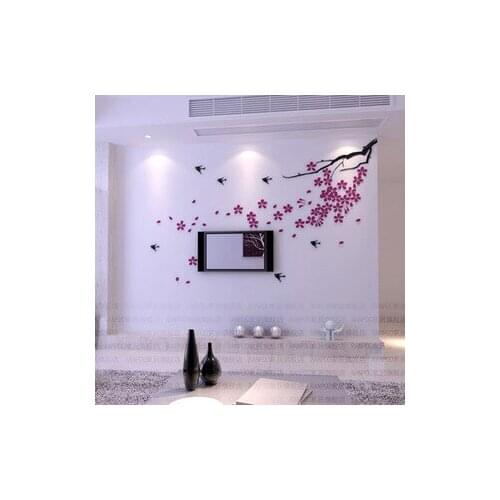 Swallow Branches Three-dimensional crystal wall stickers Living room sofa TV backdrop decoration