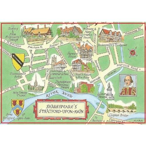 Tourist Magnets 78*54mm Vintage Postcard of shakespeares stratford upon avon Rigid Fridge Magnet 20034 Memorabilia Gift
