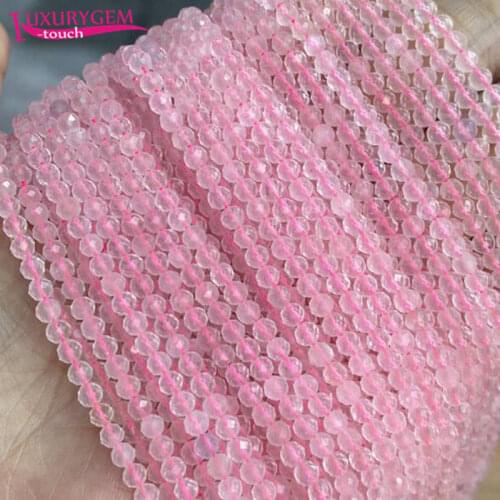 High Quality 3mm Natural Rose Quartzs Stone Faceted Round Shape Loose Spacer Small Beads DIY Gems Jewelry Accessory 38cm b165