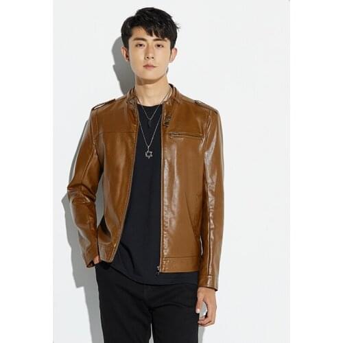 Plus size S-5XL Spring Mens Leather Jackets Men Stand Collar Coats Male Motorcycle Leather Jacket Casual Slim Brand Clothing