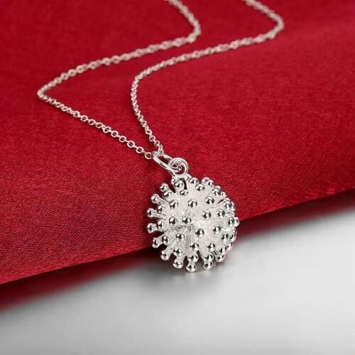 Fashion 925 Sterling Silver Fireworks Pendant Necklace For Women 18 inch Christmas gift lady party high quality wedding Jewelry