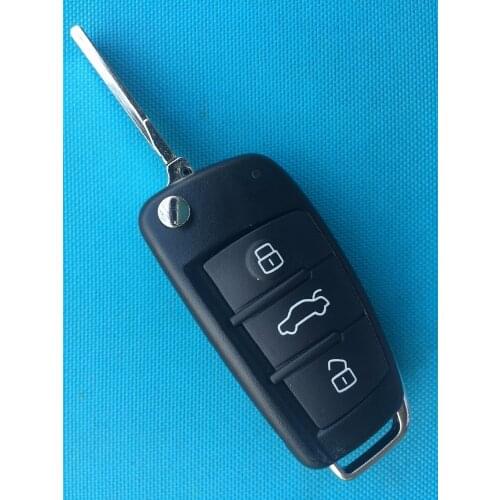 1Pcs Of New Shell For Audi A3 A4 A6 A8 TT Q7 S6 QUATTRO 3 Buttons Flip Remote Key Case Cover Fob Car Blank Uncut Blade No Logo