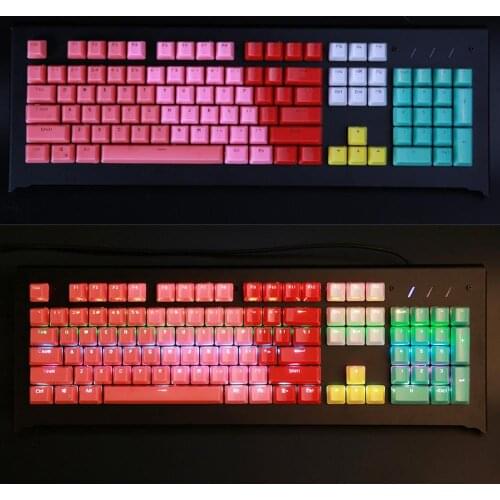104Pcs/Set Clear Backlight Keycap Cover Replacement for Mechanical Keyboard