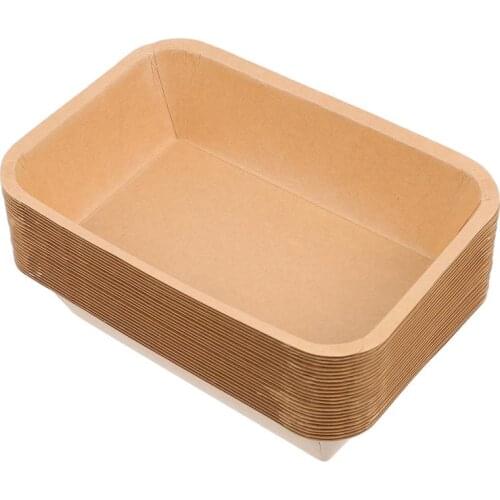 25pcs Disposable Kraft Paper Tray Thickened Fried Potato Balls Chicken Chips Plates Packing Cases Snack Box Take-Out Box