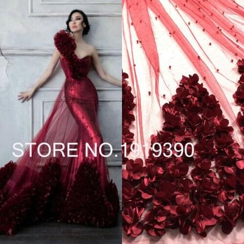 African Lace Fabric 3D Flower High Quality 2020 French Tulle Lace Fabric Appliqued Nigerian Net Lace For Wedding Dress M23622