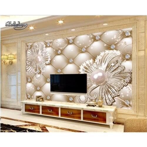 Beibehang Customize any size wallpaper soft luxury 3 d diamond jewelry flowers 3D living room bedroom TV wallpaper for walls 3 d