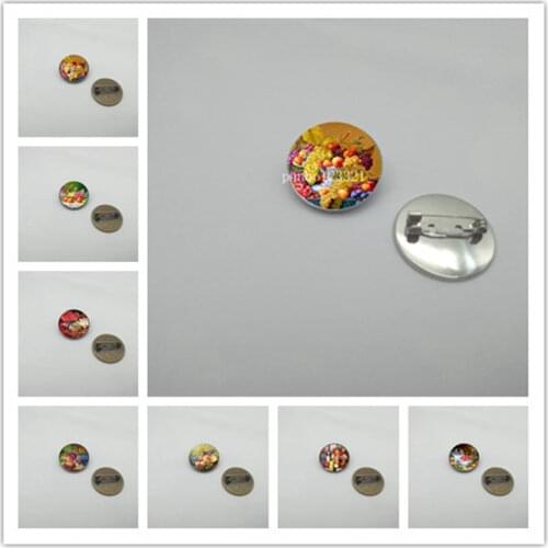Fruit brooch mens and womens brooches handmade fashion round glass watermelon grape natural fruit style metal jewelry