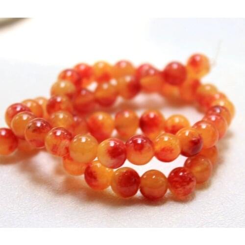 Wholesale AAA Dye Yellow Orange Pattern Natural White Stone Beads For Jewelry Making DIY Bracelet Necklace 8 mm Strand 15