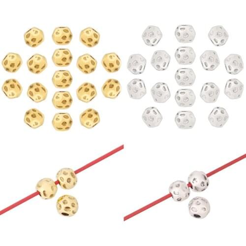30 x Tibetan Silver/Gold Hammered Surface Groove Round Spacer Beads for DIY Bracelet Jewelry Making Findings 9x8mm