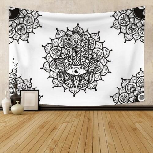Black and White Mandala Background Green Personality Wall Hanging Tapestry Living Room Bedroom Photography Decoration Tapestry
