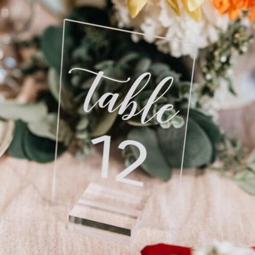 Decca Transparent Acrylic Table Card UV Printing Plexiglass Plate Wedding Decoration Custom Design Wedding Table Numbers Sheet