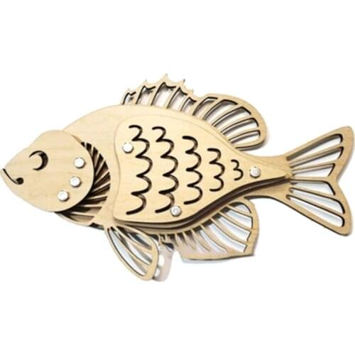 Wooden Ocean Fish Ornaments Indoor Creative Retro Wall Hanging Wood Carving Animal Wall Decoration Crafts