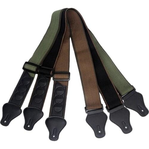 FLEOR Polyester Cotton Guitar Strap Shoulder Belt PU Leather End with Pick Holders