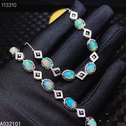 KJJEAXCMY fine jewelry S925 sterling silver inlaid natural opal new Girl noble hand Bracelet Support test Chinese style