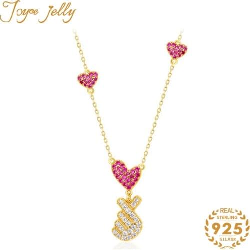 JoyceJelly Fashion 925 Silver Jewelry Necklace Heart Shaped Ruby Gemstone for Women Wedding Hot Selling Jewelry Gifts Wholesale