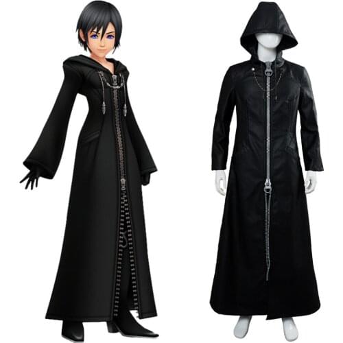 Kingdom Hearts Cosplay Office Costume Organization Black Leather Trench Long Coat Uniform Halloween Carnival Costume