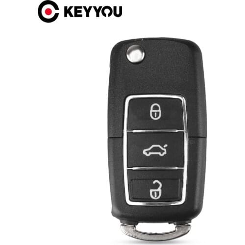 KEYYOU 40x 3 Buttons For Vw Jetta Golf Passat Beetle Skoda Seat Polo B5 Car Remote Key Flip Folding Key Shell Case With/No Blade