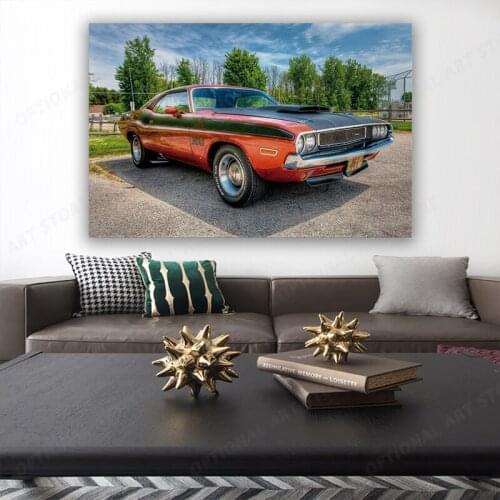 Classic retro 1970 challenger musculary cars artwork living room home wall art decor canvas poster
