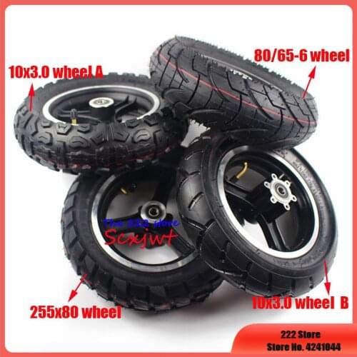 10 Inch Wheels for Kugoo M4 Pro Folding Electric Scooter 10x3 Inch Off-road Inner Outer Tire with Alloy Rims 255x80 Tyre 80/65-6