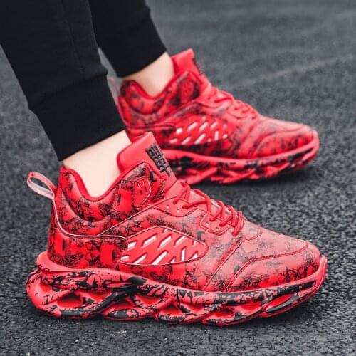 Autumn Fashion Red Blade Men Shoes Sneakers Graffiti Casual Sneakers Men Trainer Microfiber Comfort High Top Men Chunky Sneaker