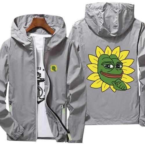 Sad Frog Jacket spring autumn fashion print top mens casual zipper jacket mens jacket large size