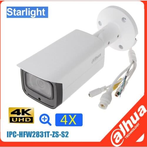 Mutil language Dahua DH-IPC-HDBW2831R-ZAS 8MP 4X ZOOM POE H.265 IP67 IR 30M IVS Starlight Camera support upgrade firmware