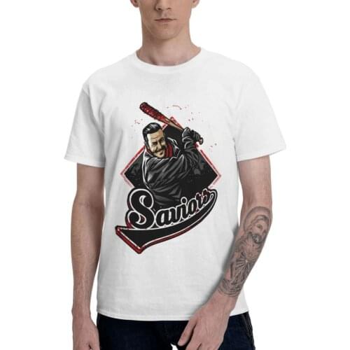 Vintage The Walking Dead Film T Shirt Mens 100% Cotton Print T-shirt Fashion Tshirt Short Sleeve Negan Lucille TV Show Tees Tops