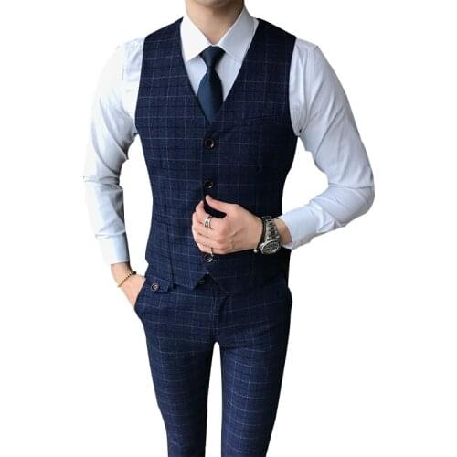 Striped Suit Pants and Vest Mens Two-Piece Set Autumn New Vest + Trousers Blue Red Green Waistcoat Pant Sets Size S-5XL