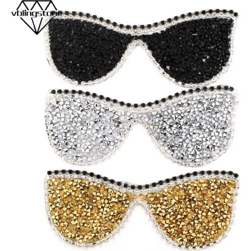Patch Glasses Patches For Clothe Sequin Thermo Stickers Iron On Rhinestones Patches For Hats T-shirt DIY Garment Accessories
