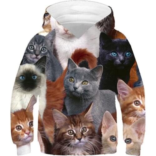 2020 New Boy/Girl Animal Printing Tracksuit Pullover Kids 3d Cute Cat Hoodie Hooded Sweatshirt Children Long Sleeve Hoodies Tops